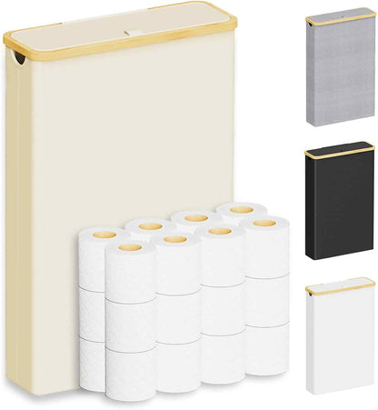 SpaceAid Extra Large Toilet Paper Storage with Lid. Hold up to 24 Regular Rolls or 18 Mega Rolls. Slim Toilet Paper Basket Holder Bin Container. Bathroom Accessories Organizer. Black